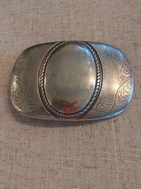 Vintage Western Oval Belt Buckle Blank Made in Spain Engravable Shield Scroll
